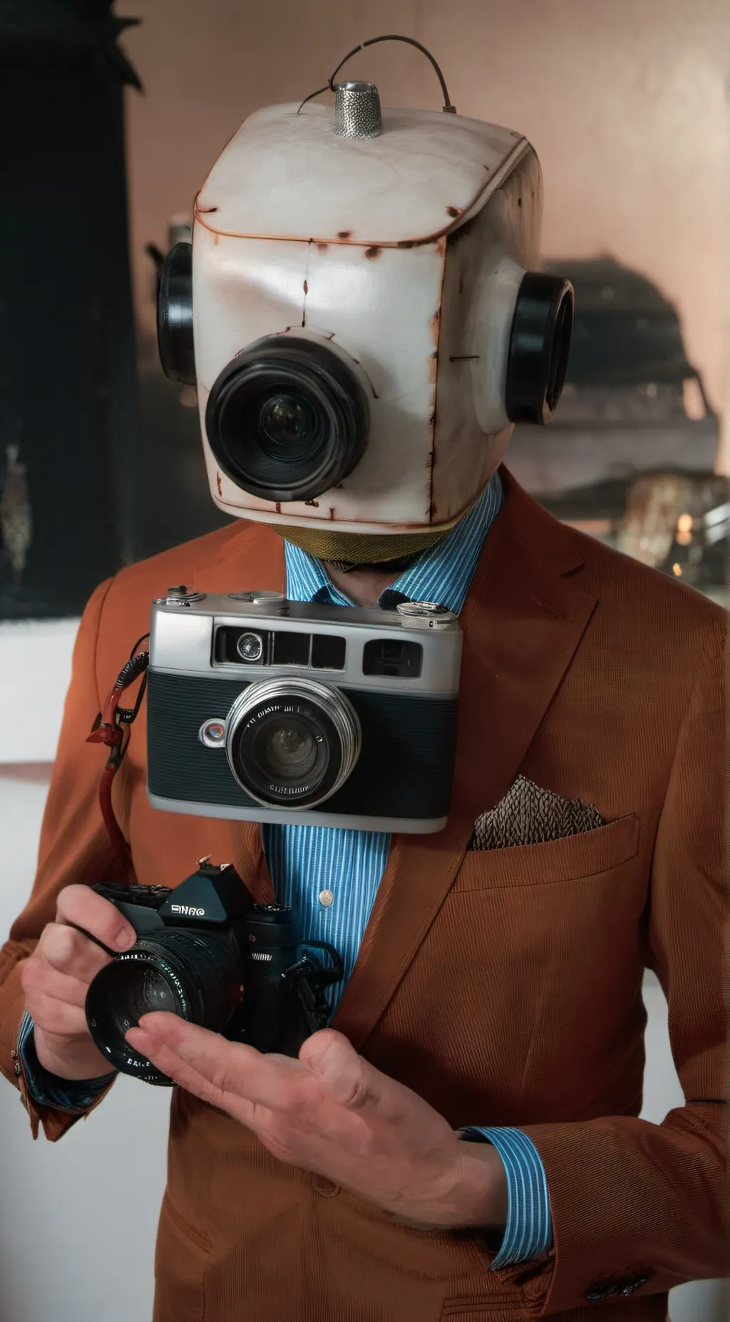 ai character: Brown cameraman background