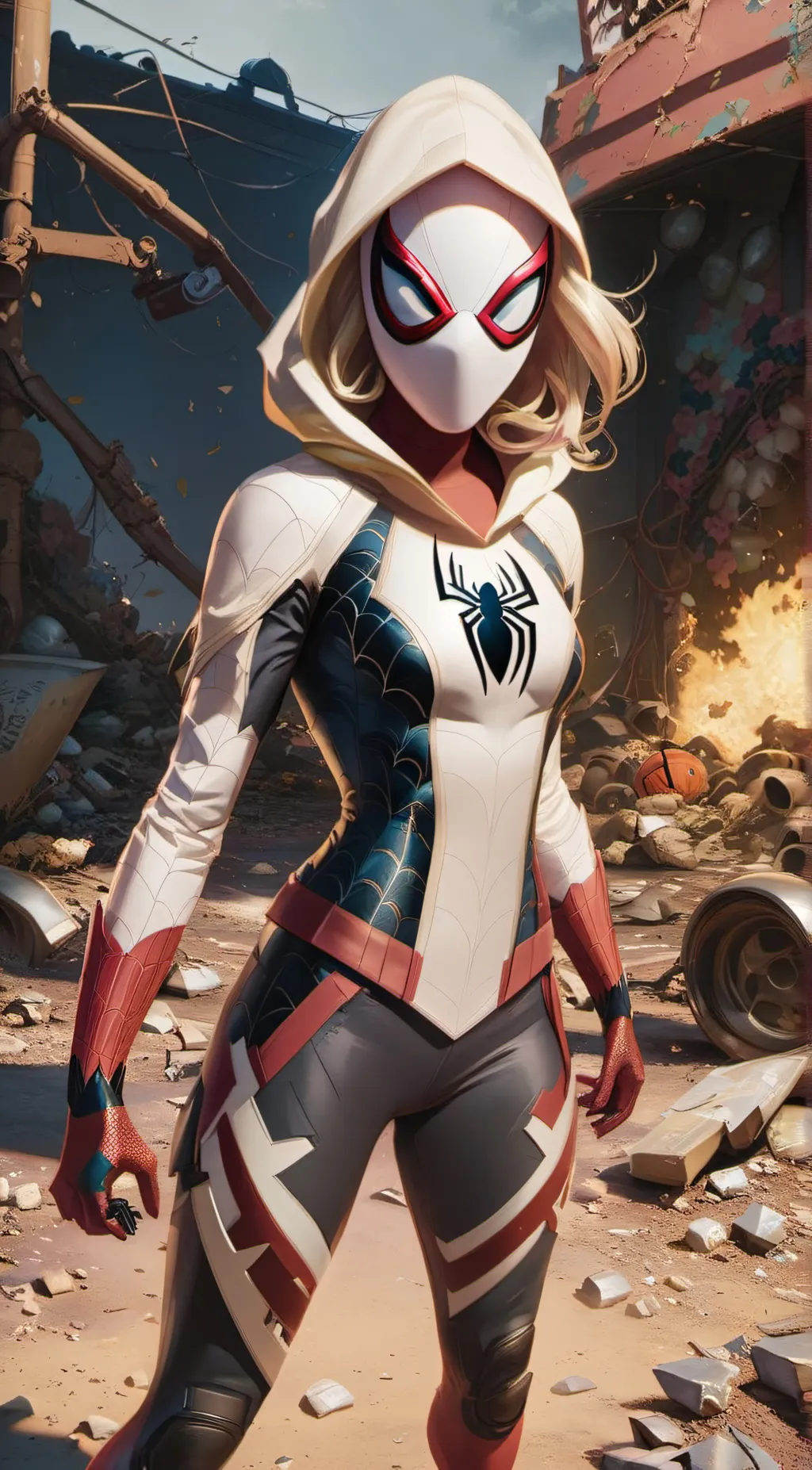 ai character: Gwen Stacey  background
