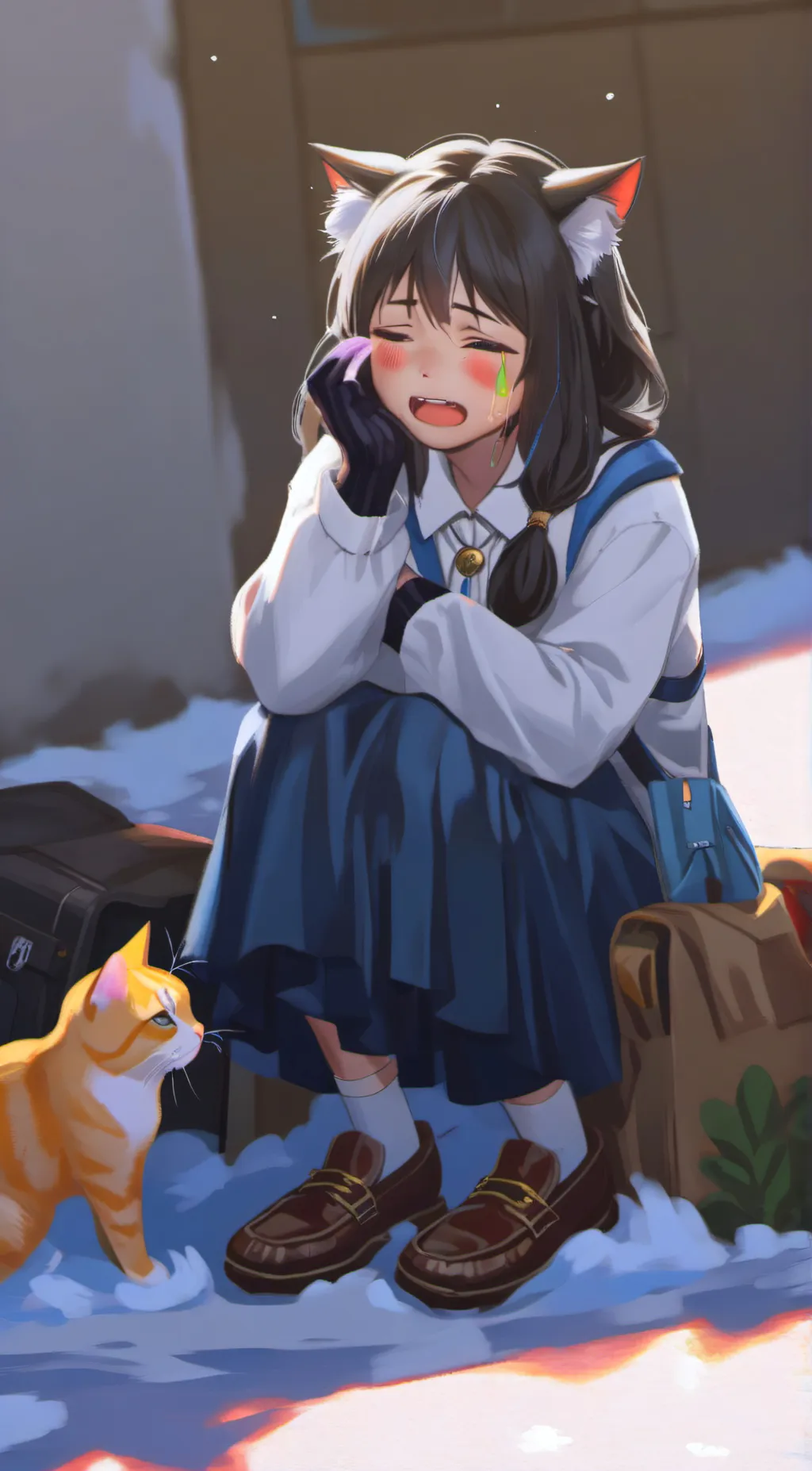 ai character: Homeless cat girl background