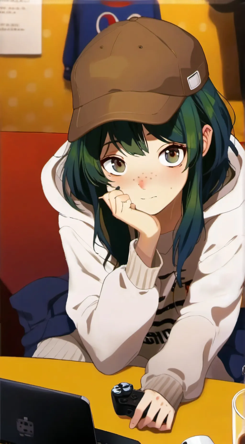 ai character: Amber background