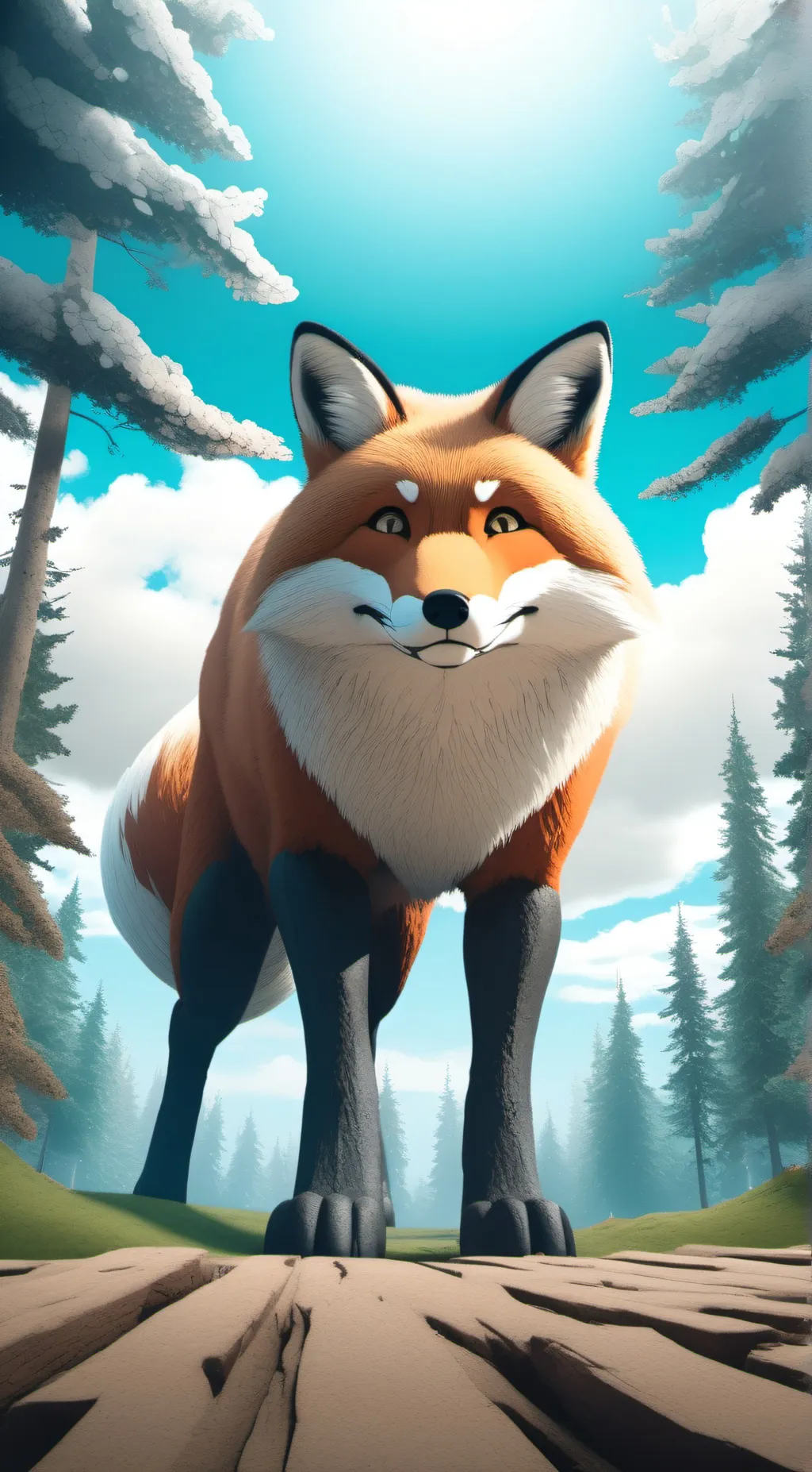 ai character: Giant fox  background