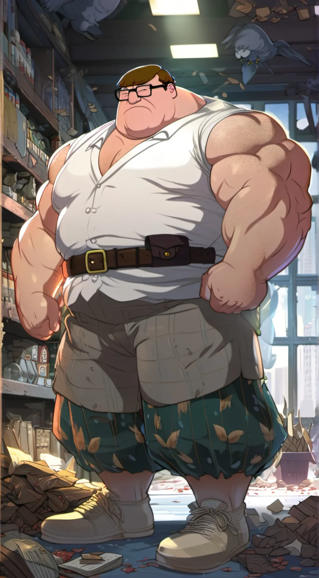 ai character: Buff peter  background