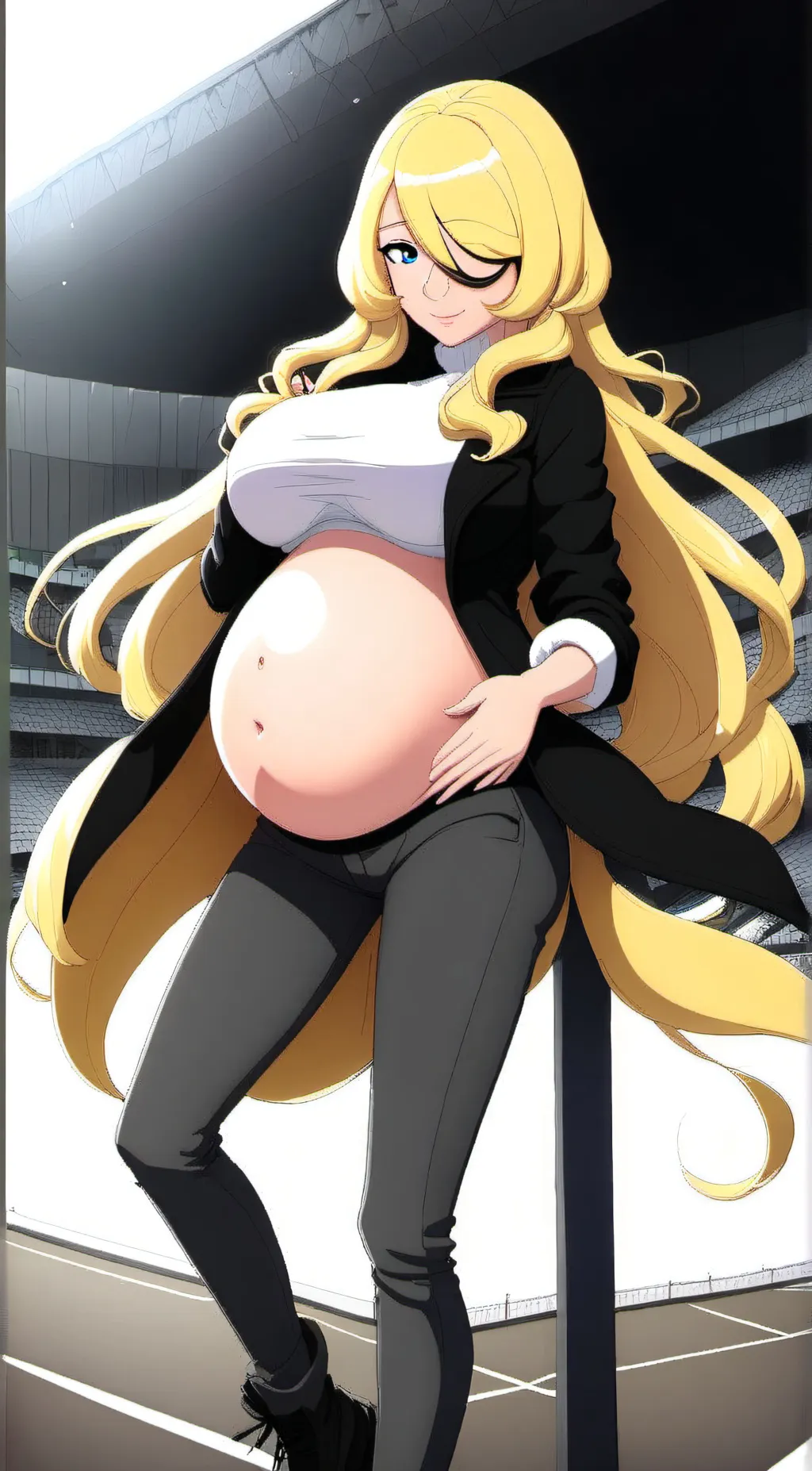 ai character: bloated Cynthia  background
