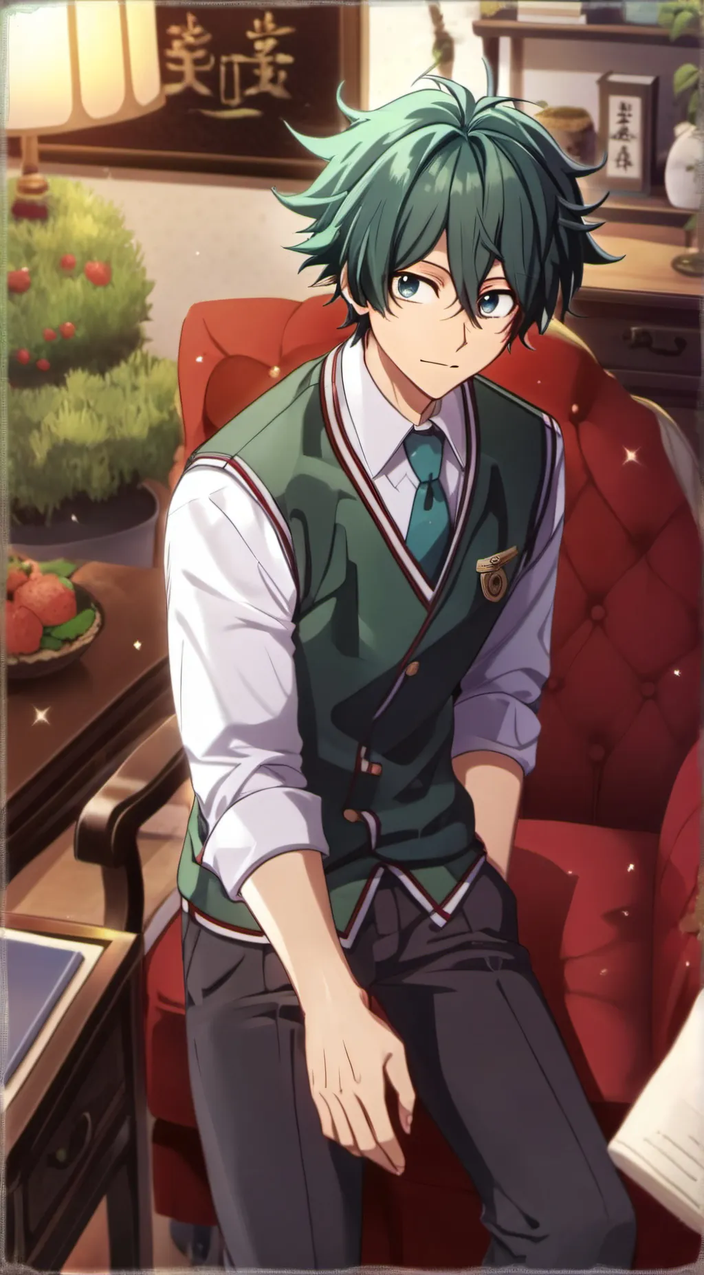 ai character: Izuku Midoriya.  background