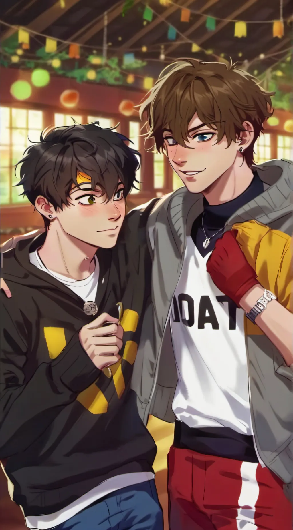 ai character: Damien and Ethan  background