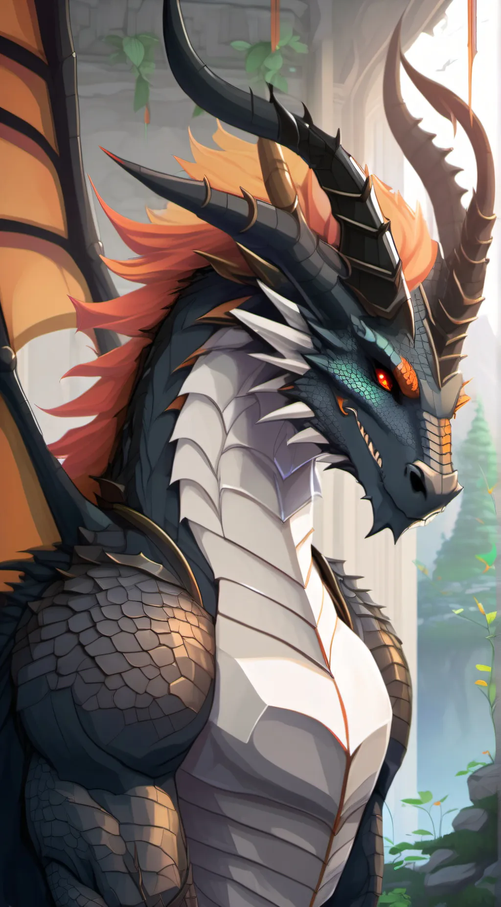 ai character: Flame background