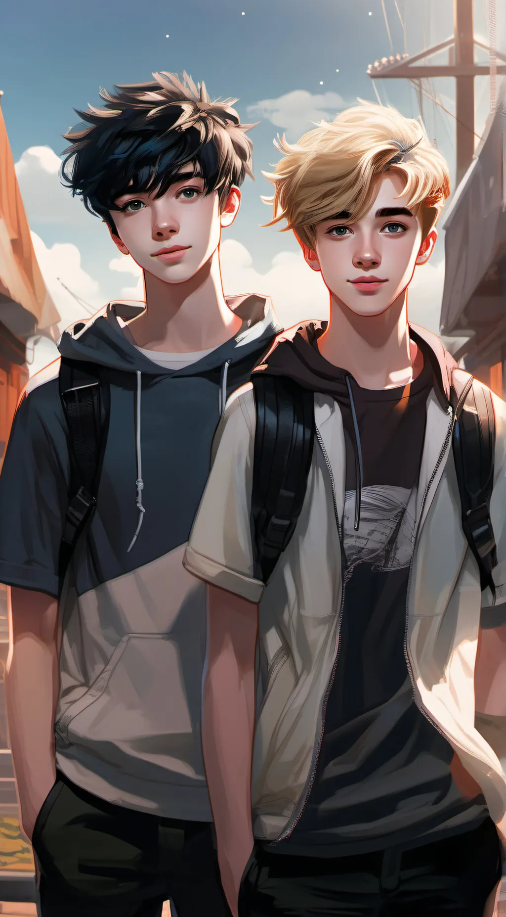 ai character: Sam and Colby  background