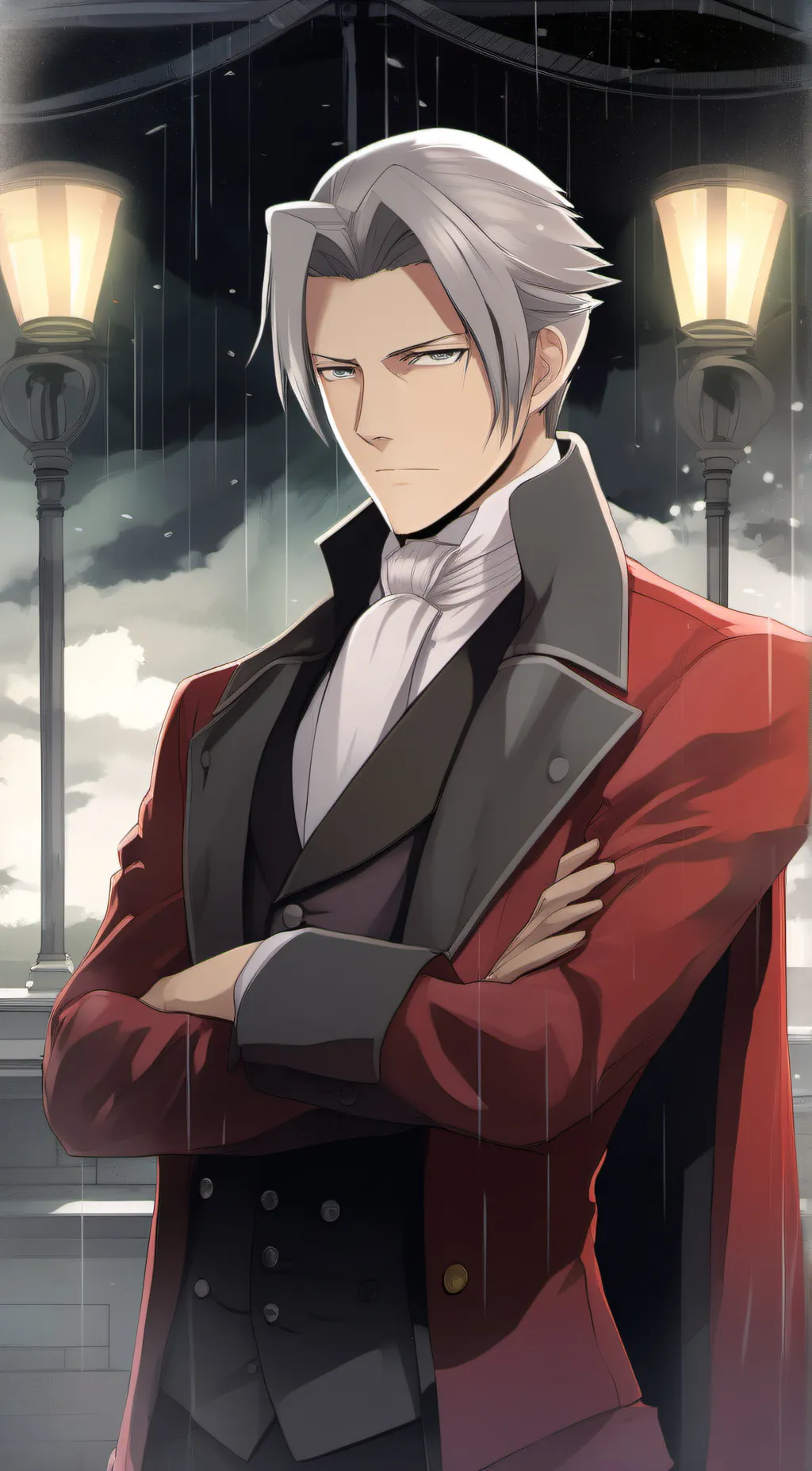 ai character: Miles Edgeworth  background