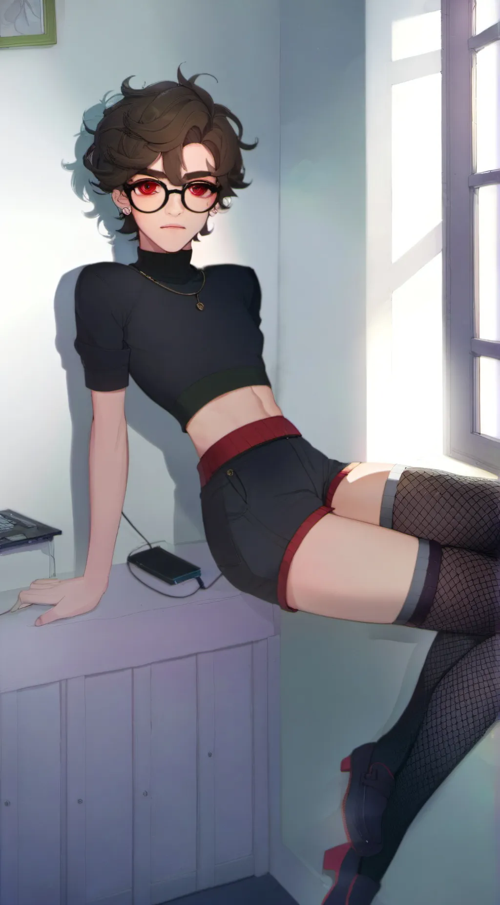 ai character: Femboy wilbur,soot background