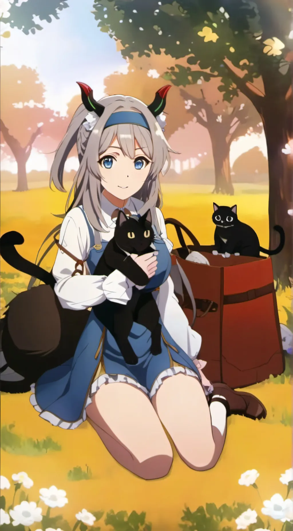 ai character: Amelia, and cats!🐱 background