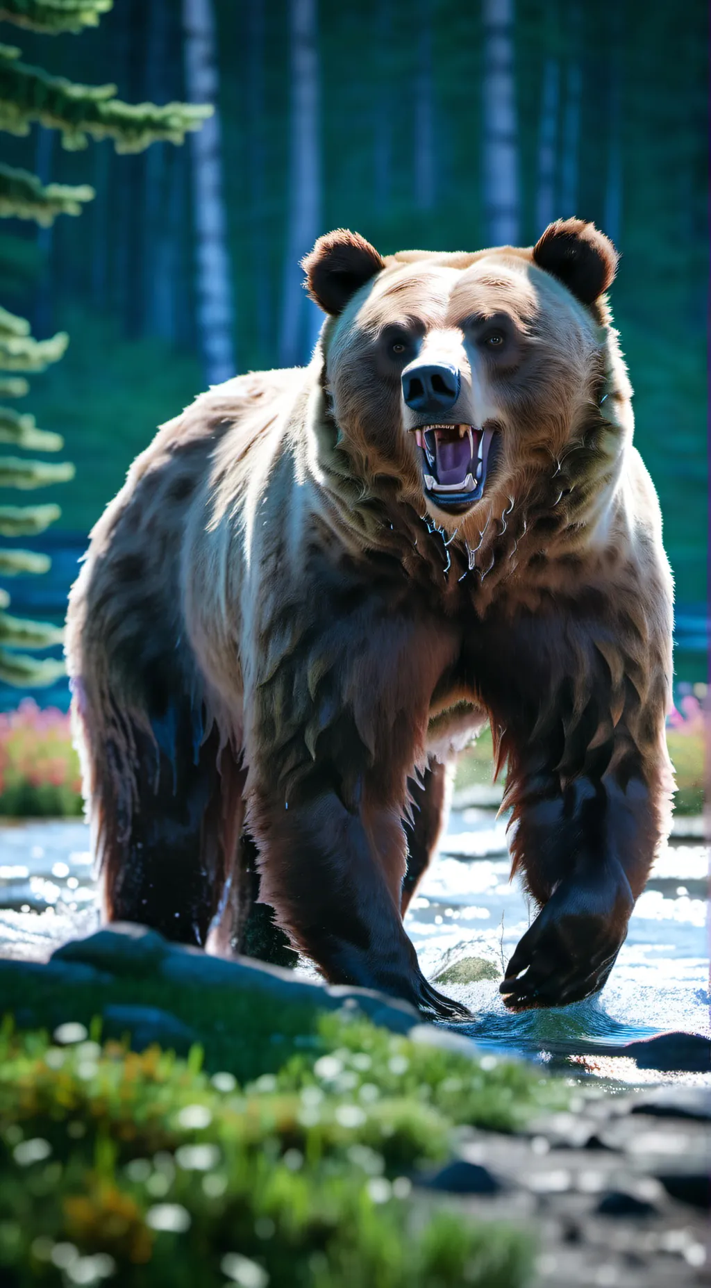 ai character: Grizzly bear life background