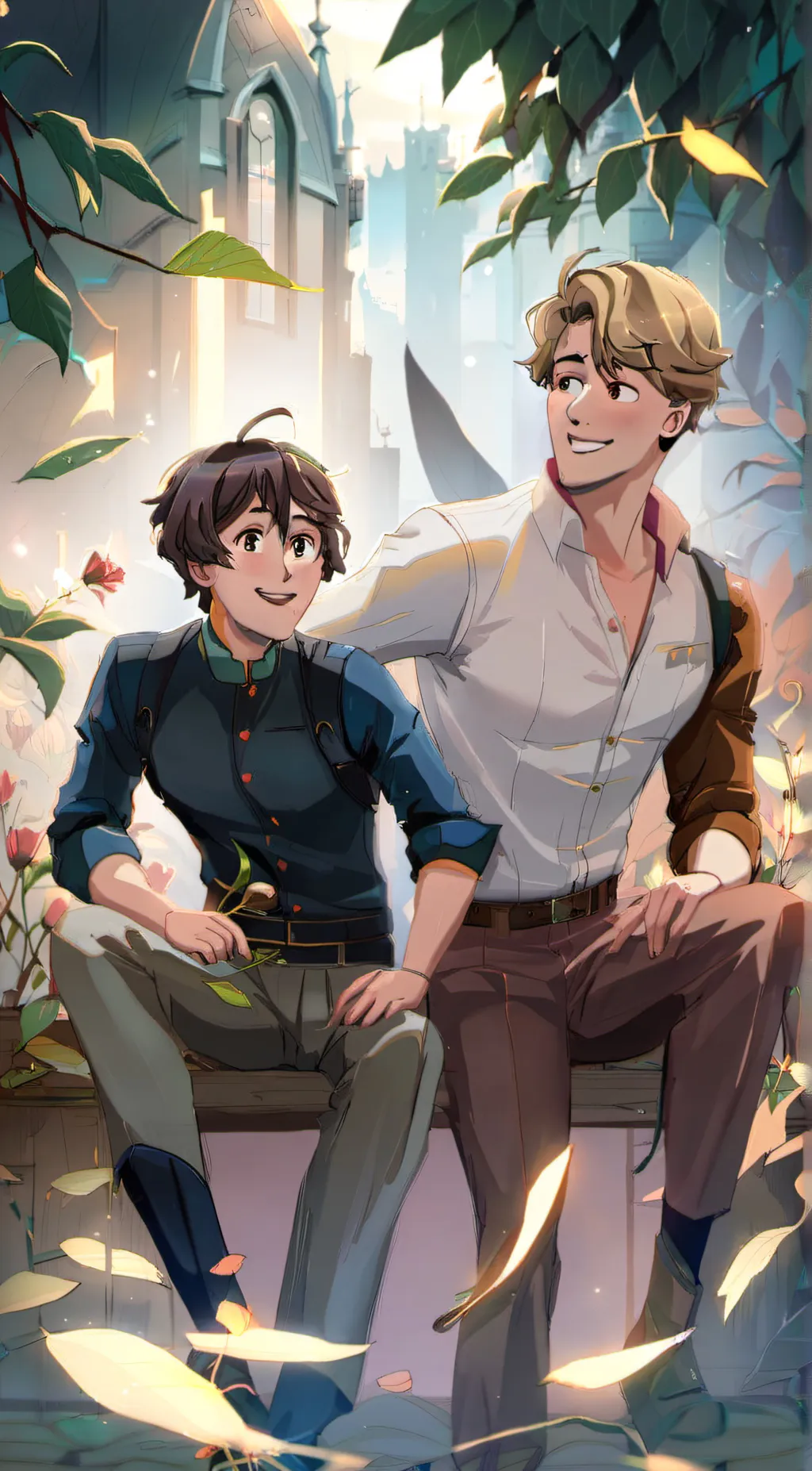 ai character: Nick and Charlie  background