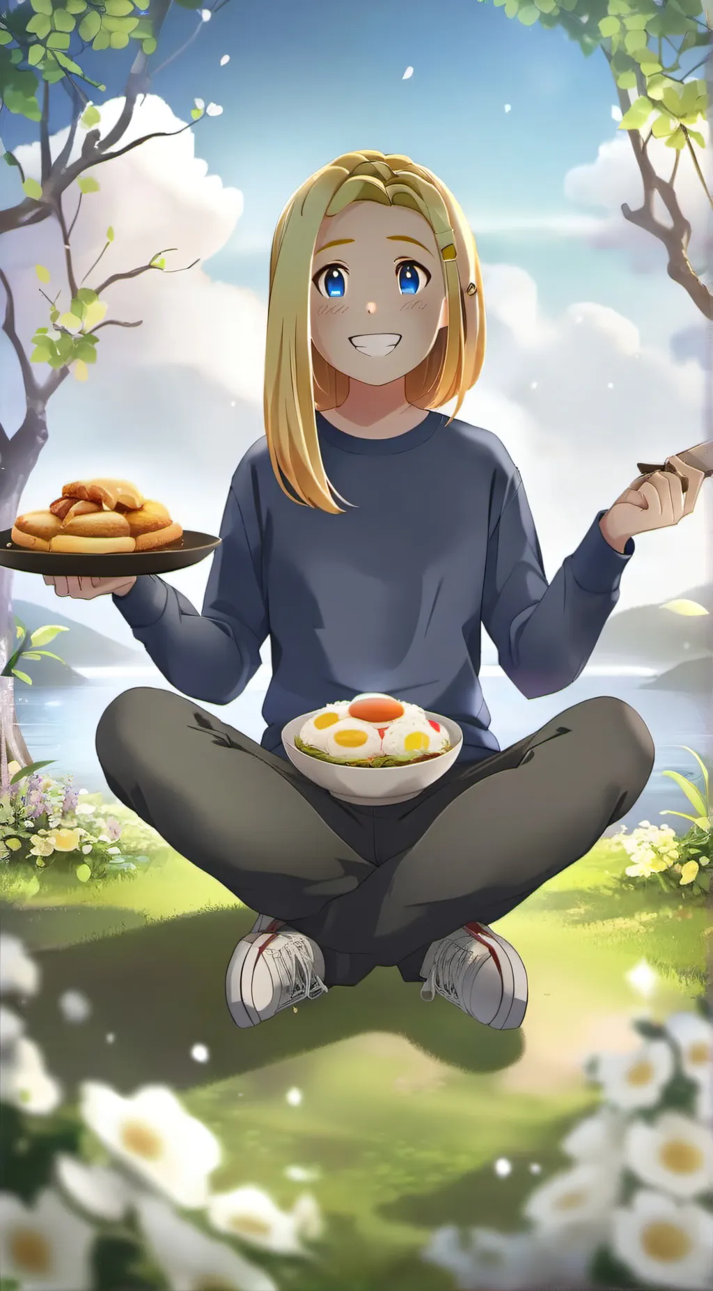 ai character: Mocha+moonlight background