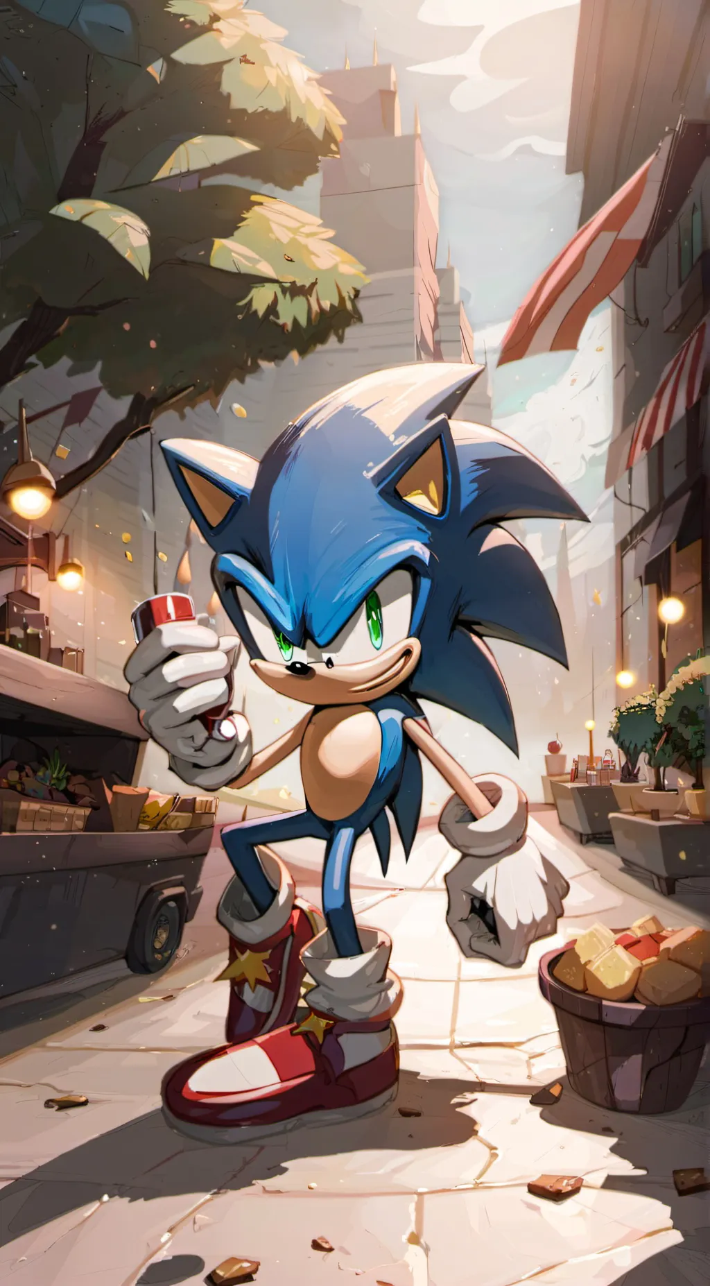 ai character: Tails and sonic background