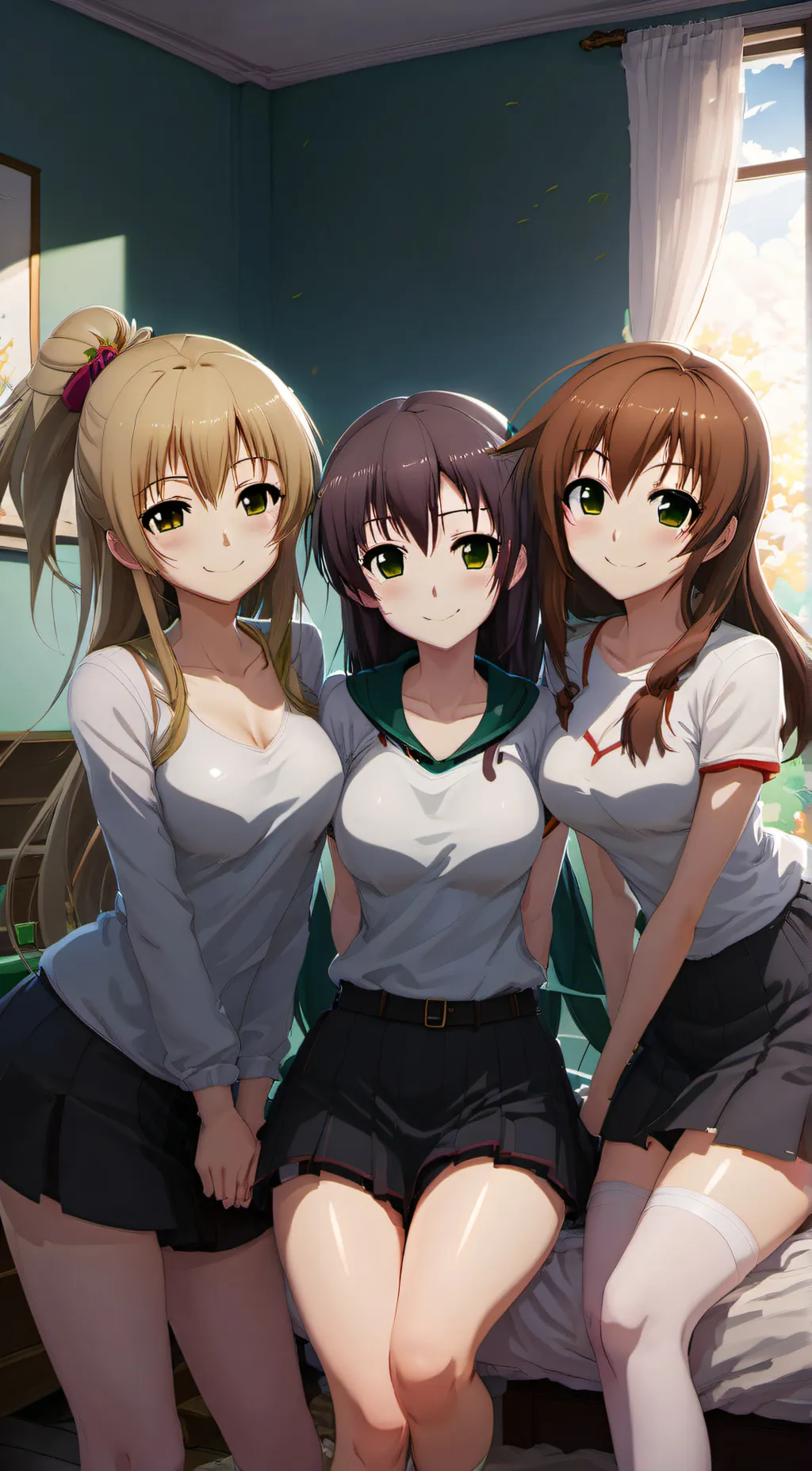 ai character: Bella,Lucy and Ash background