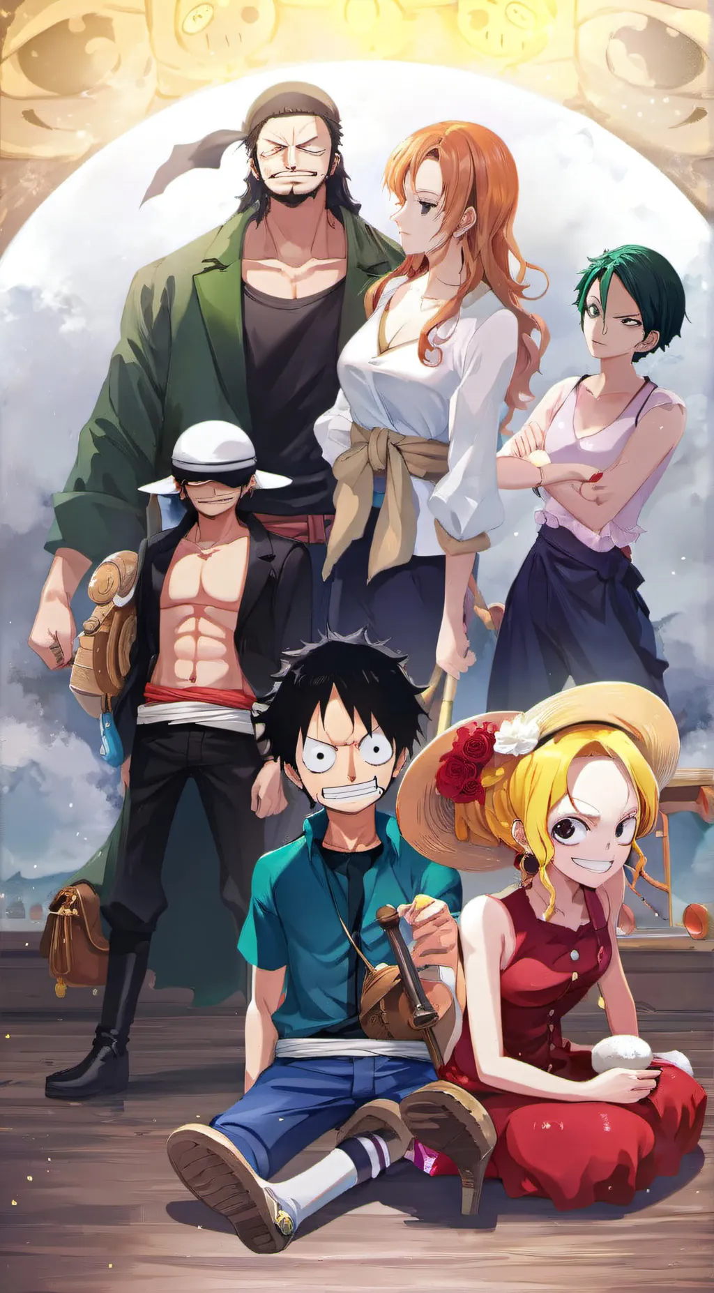 ai character: staw hat pirate background