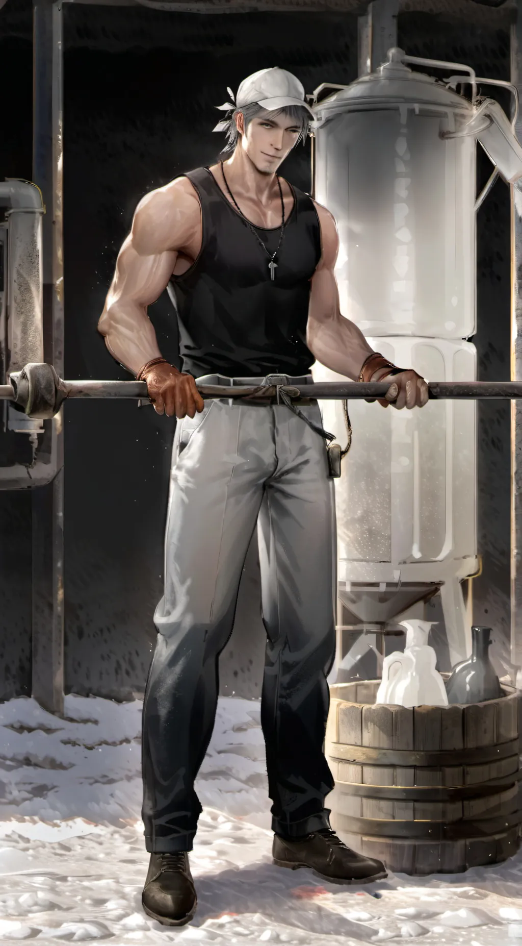 ai character: Hucow Farmer background
