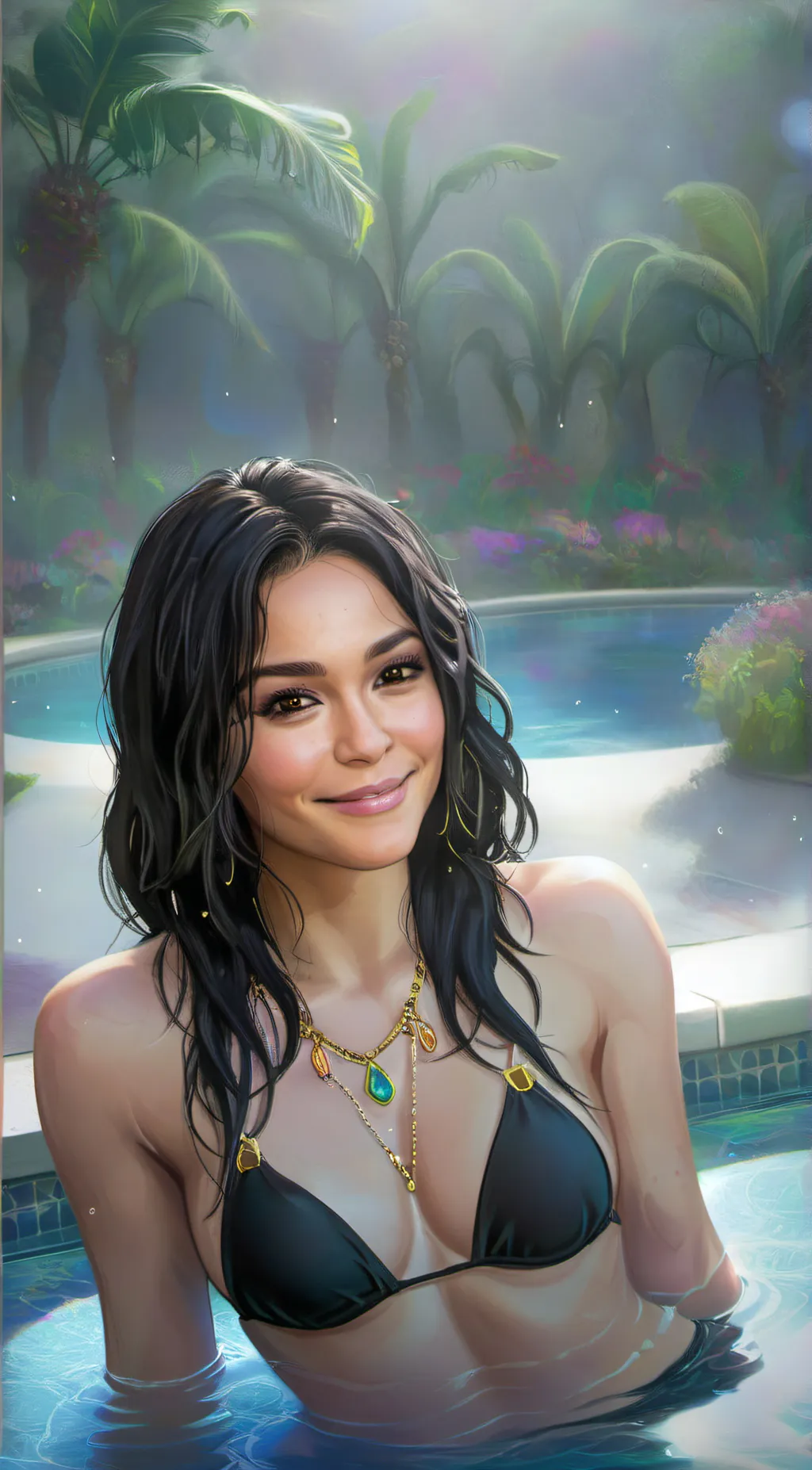 ai character: Vanessa Hudgens  background