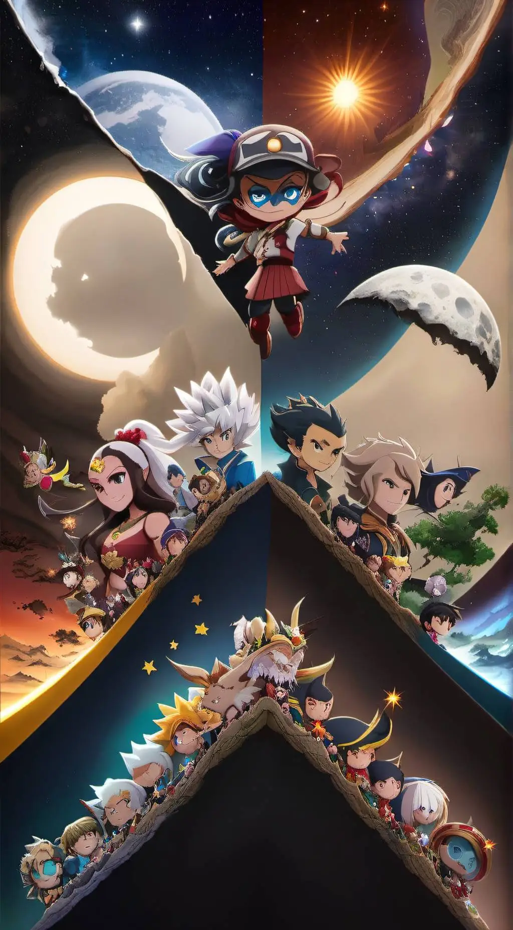 ai character: sun and moon show background