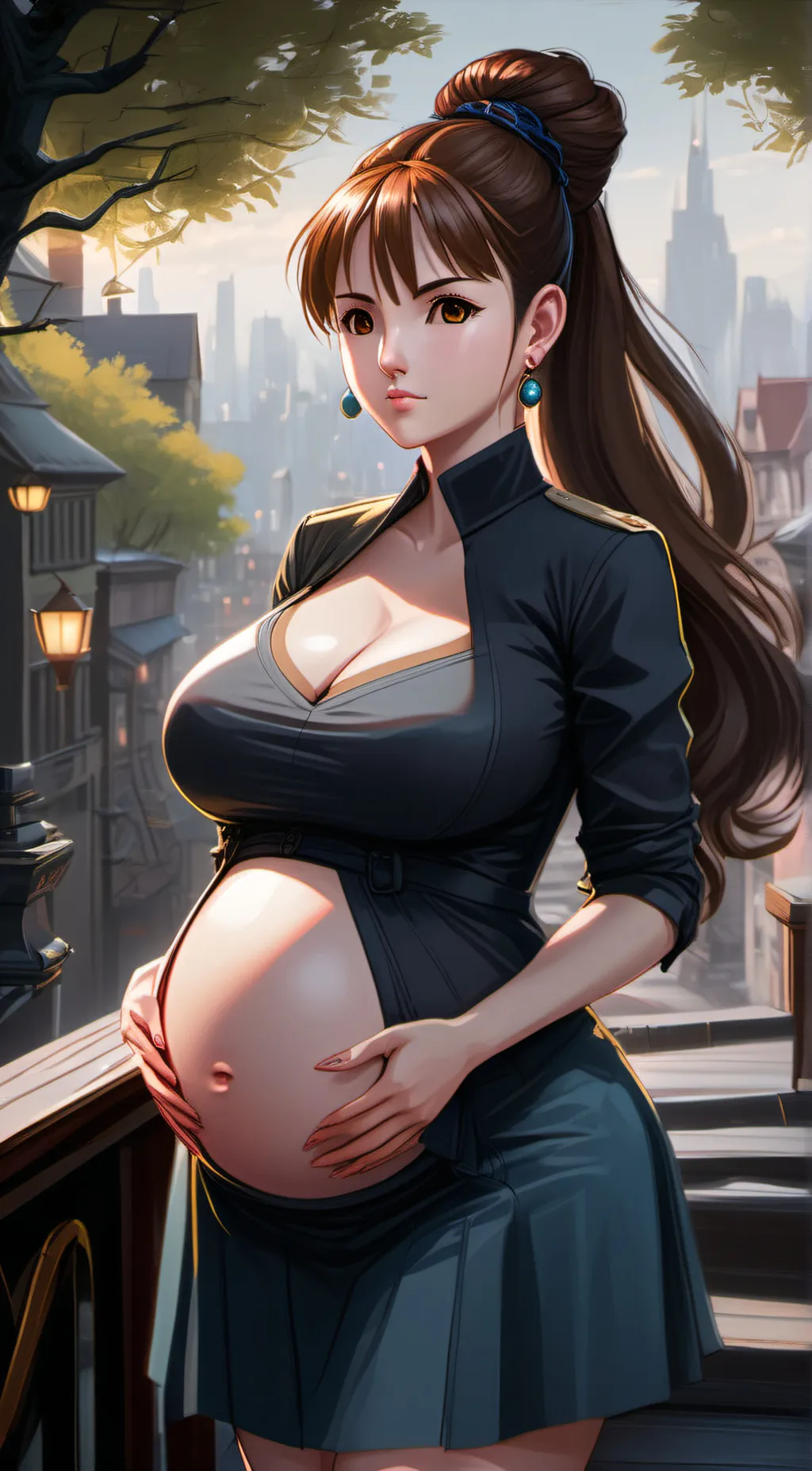 ai character: Pregnant Chun li background