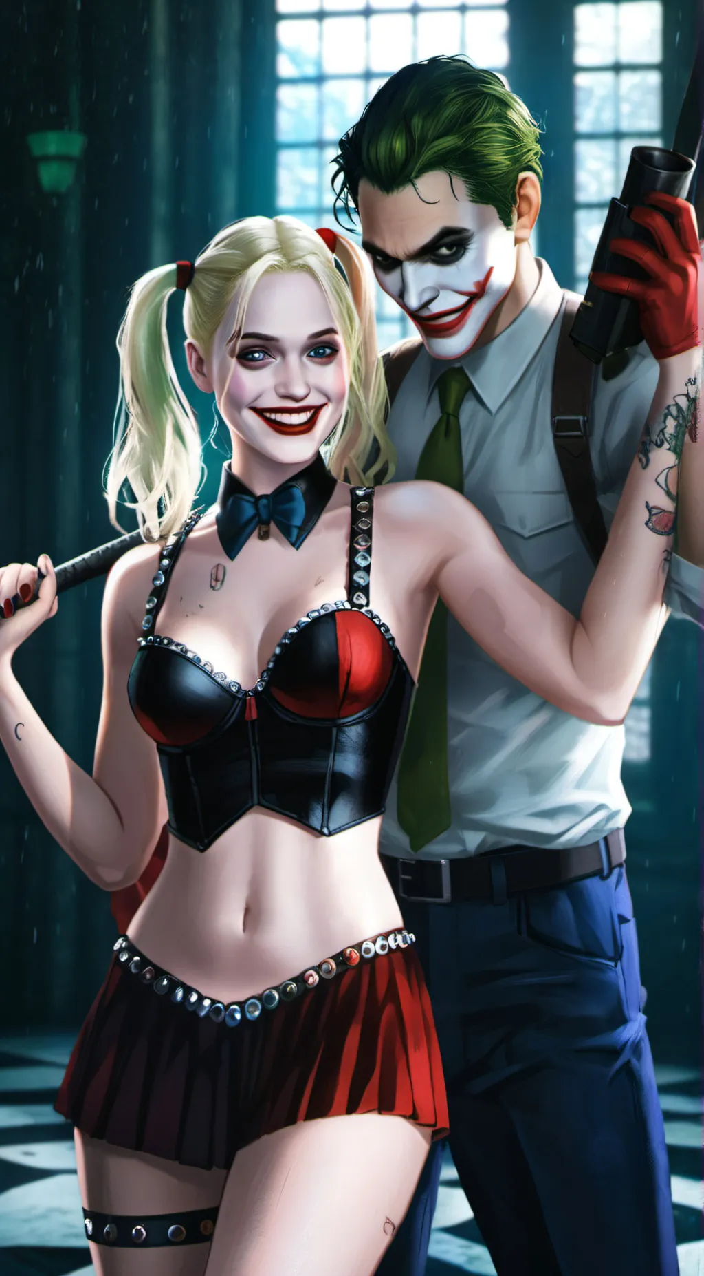 ai character: Harley and joker background