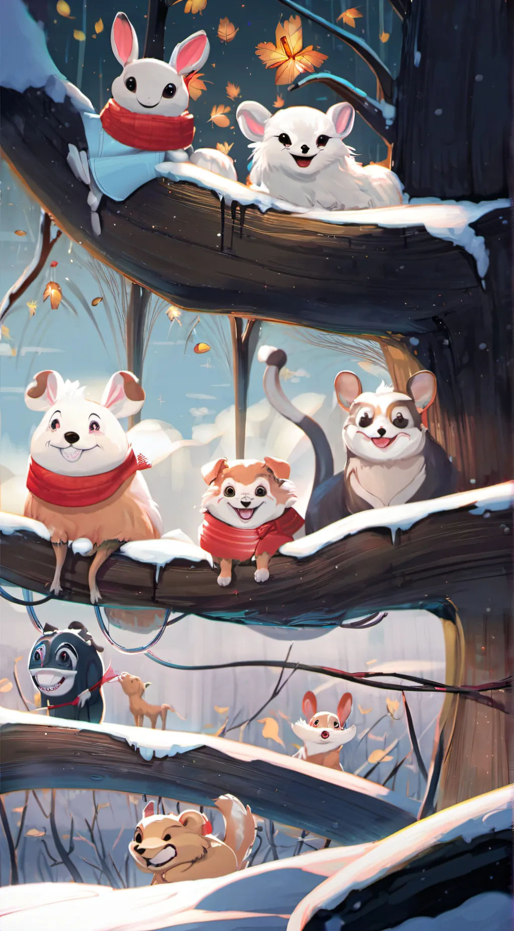ai character: smiling critters background