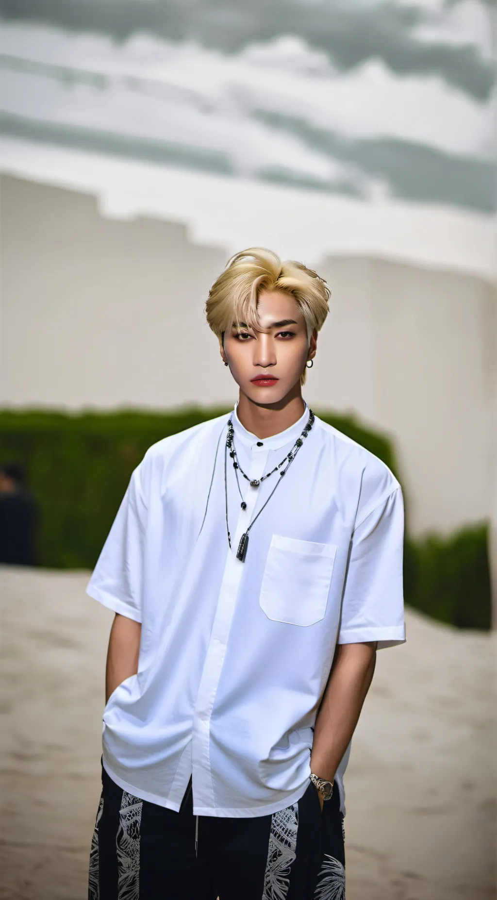 ai character: ATEEZ seonghwa  background
