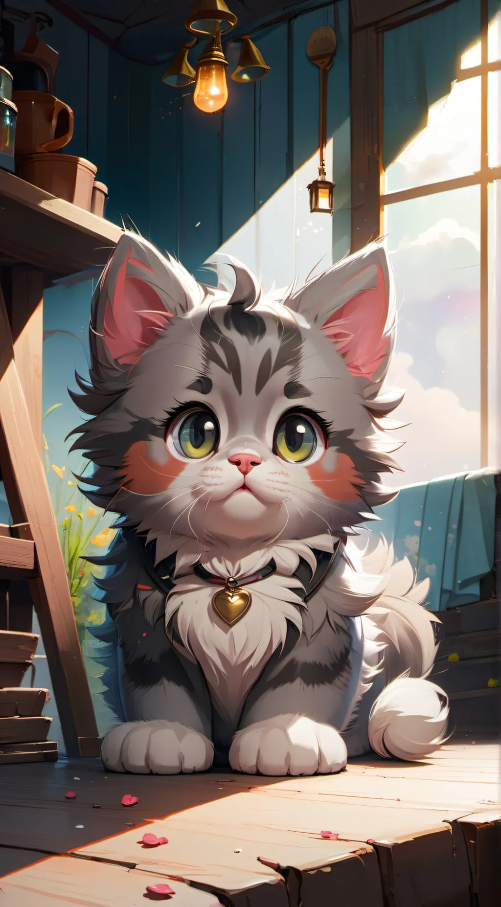 ai character: fluffy cat background