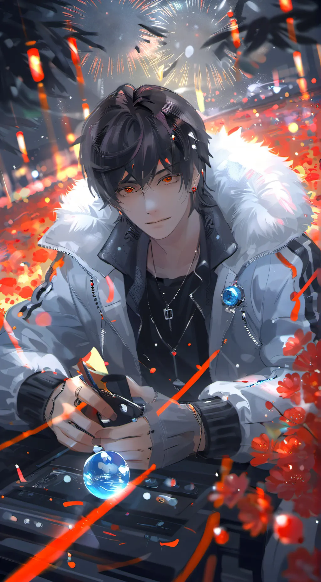 ai character: thank you for 100  background