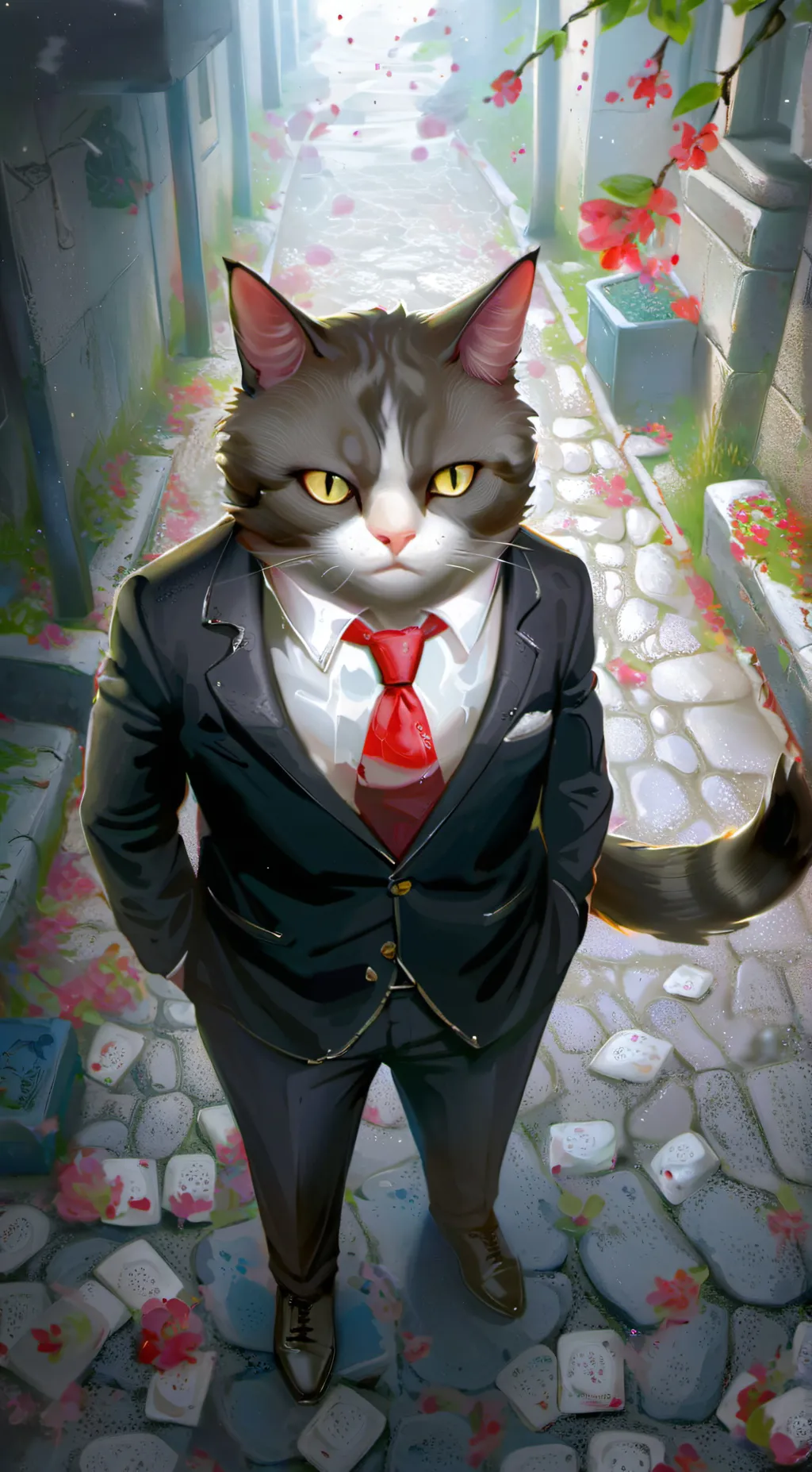 ai character: New York City cat background