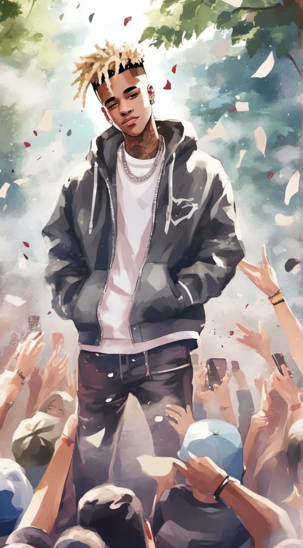 ai character: XXXTENTACION  background