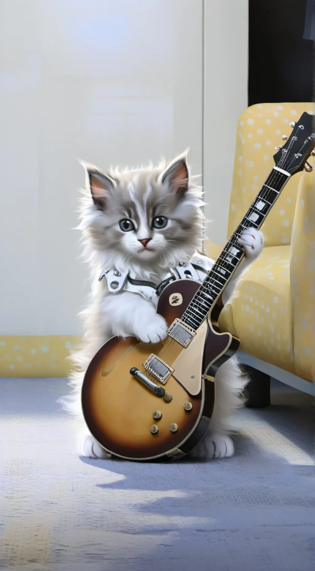 ai character: SLAYING CAT GUITAR background