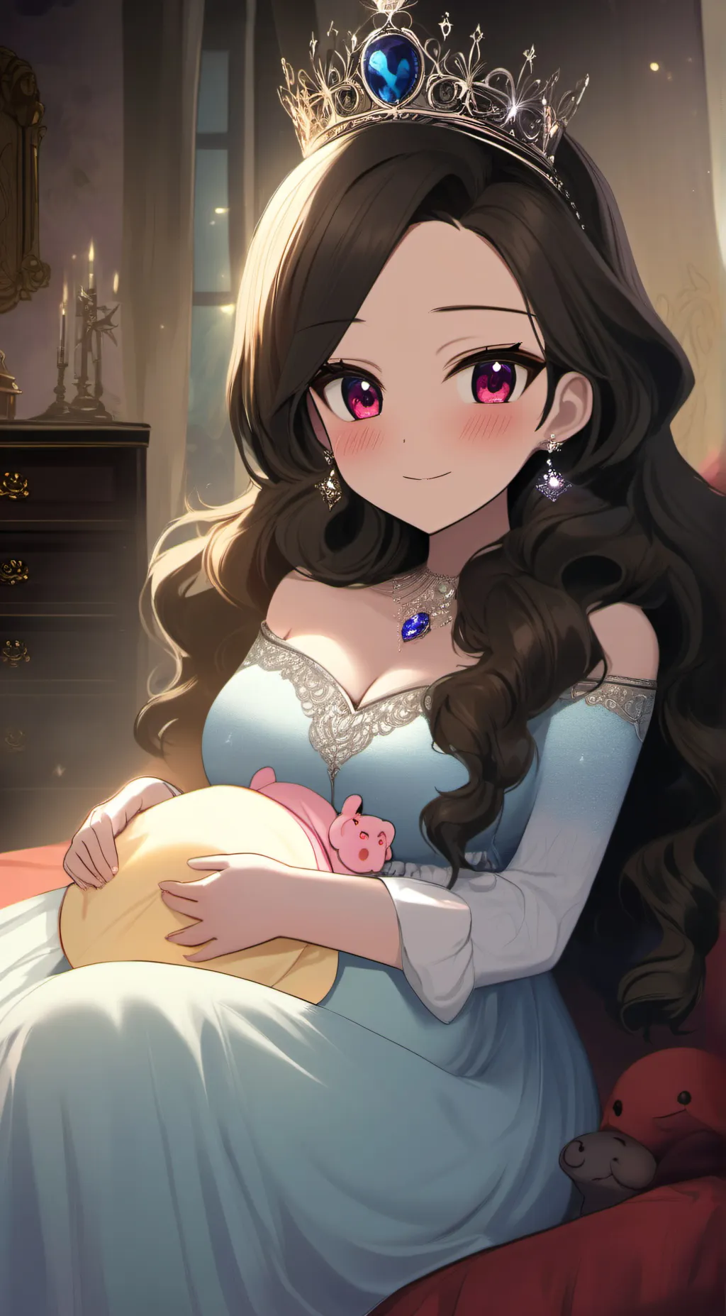 ai character: pregnant princess  background