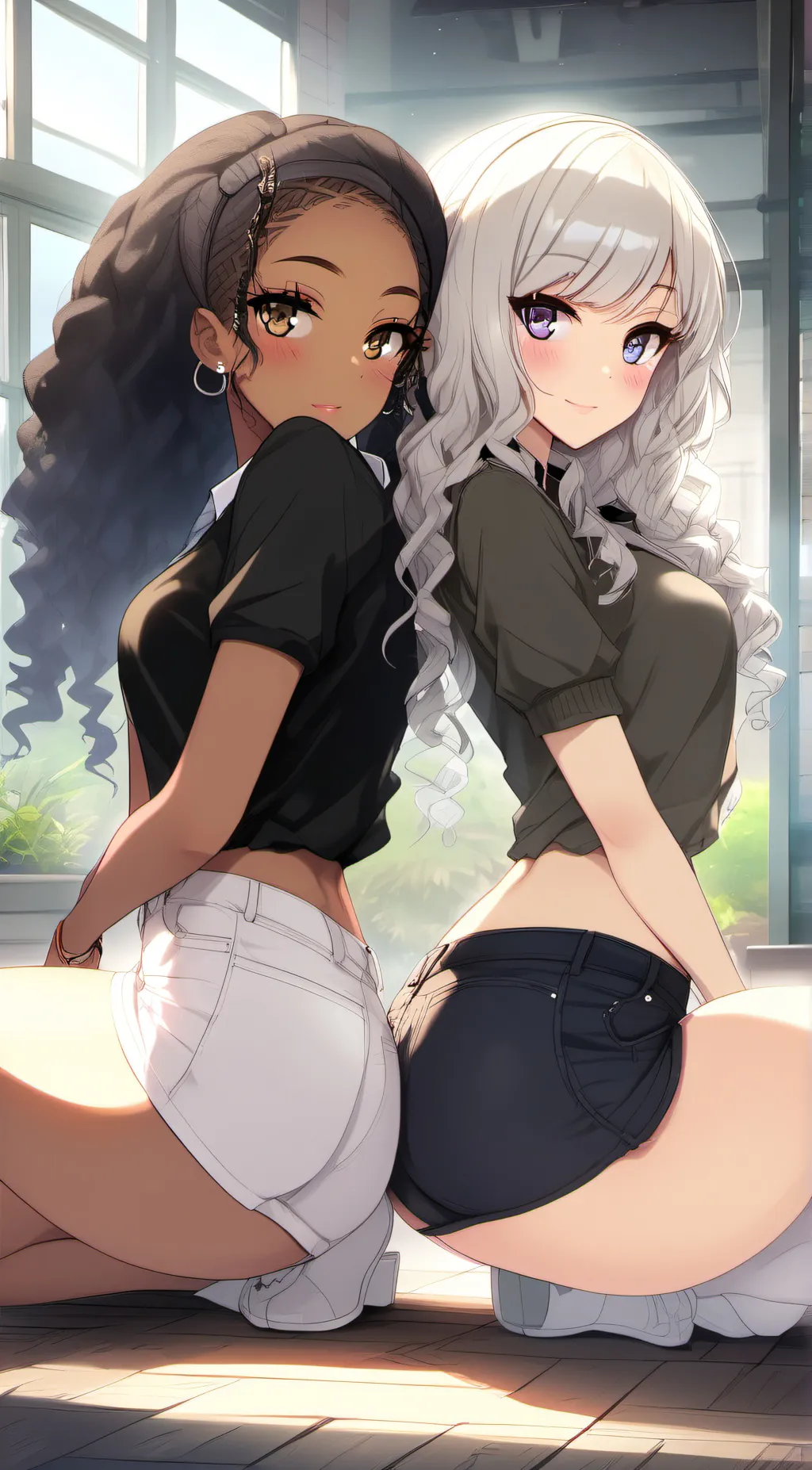 ai character: black girl white g background