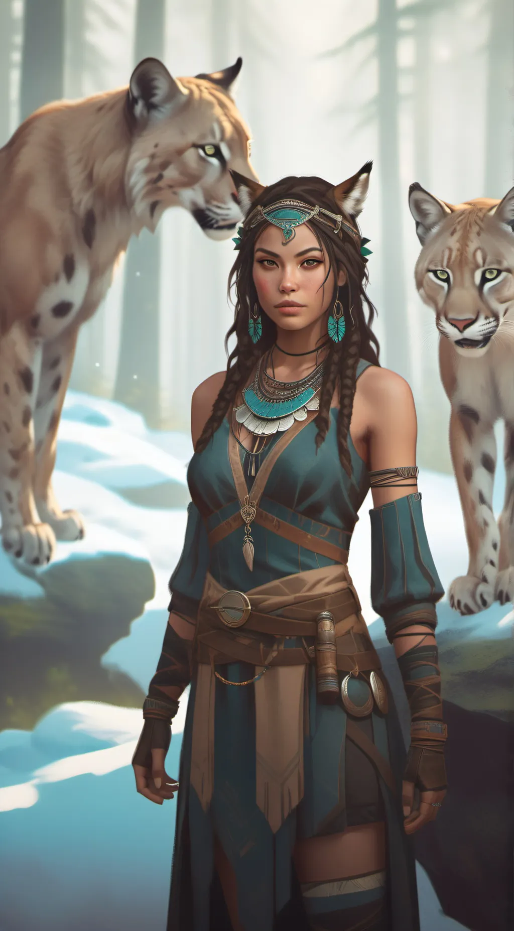 ai character: snow background