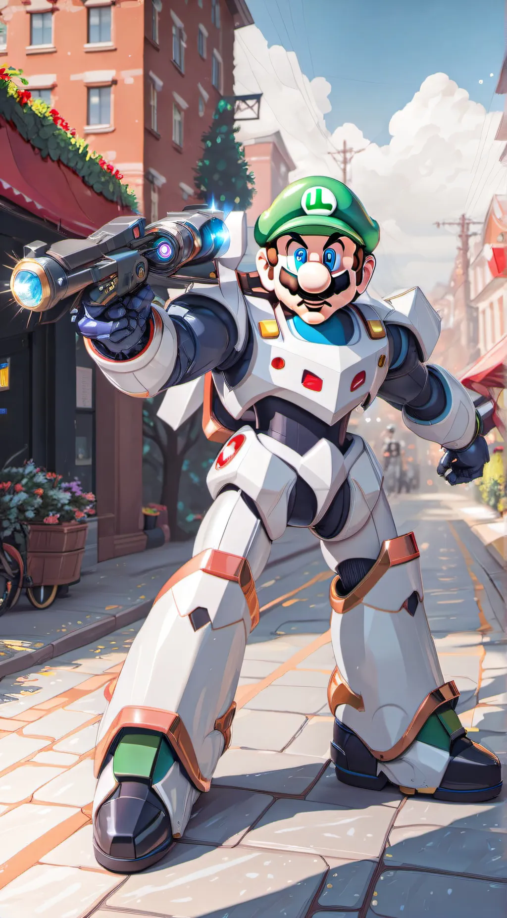 ai character: mecha luigi background