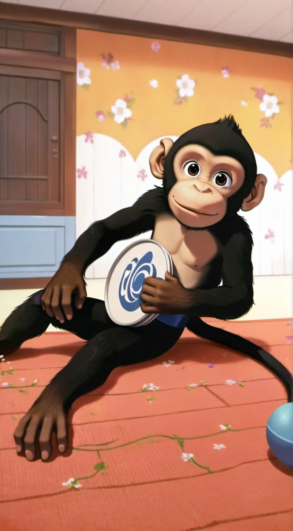 ai character: black monkey  background