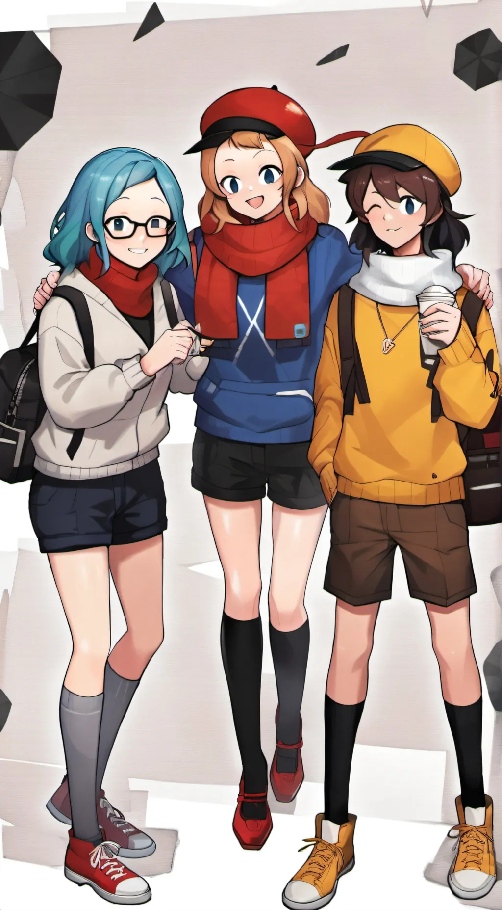 ai character: Hilda+Frida+David background