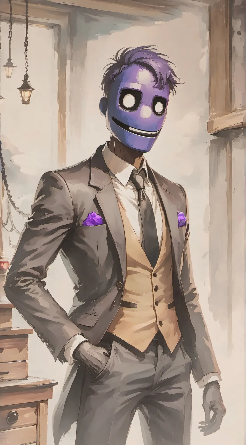 ai character: purple guy background