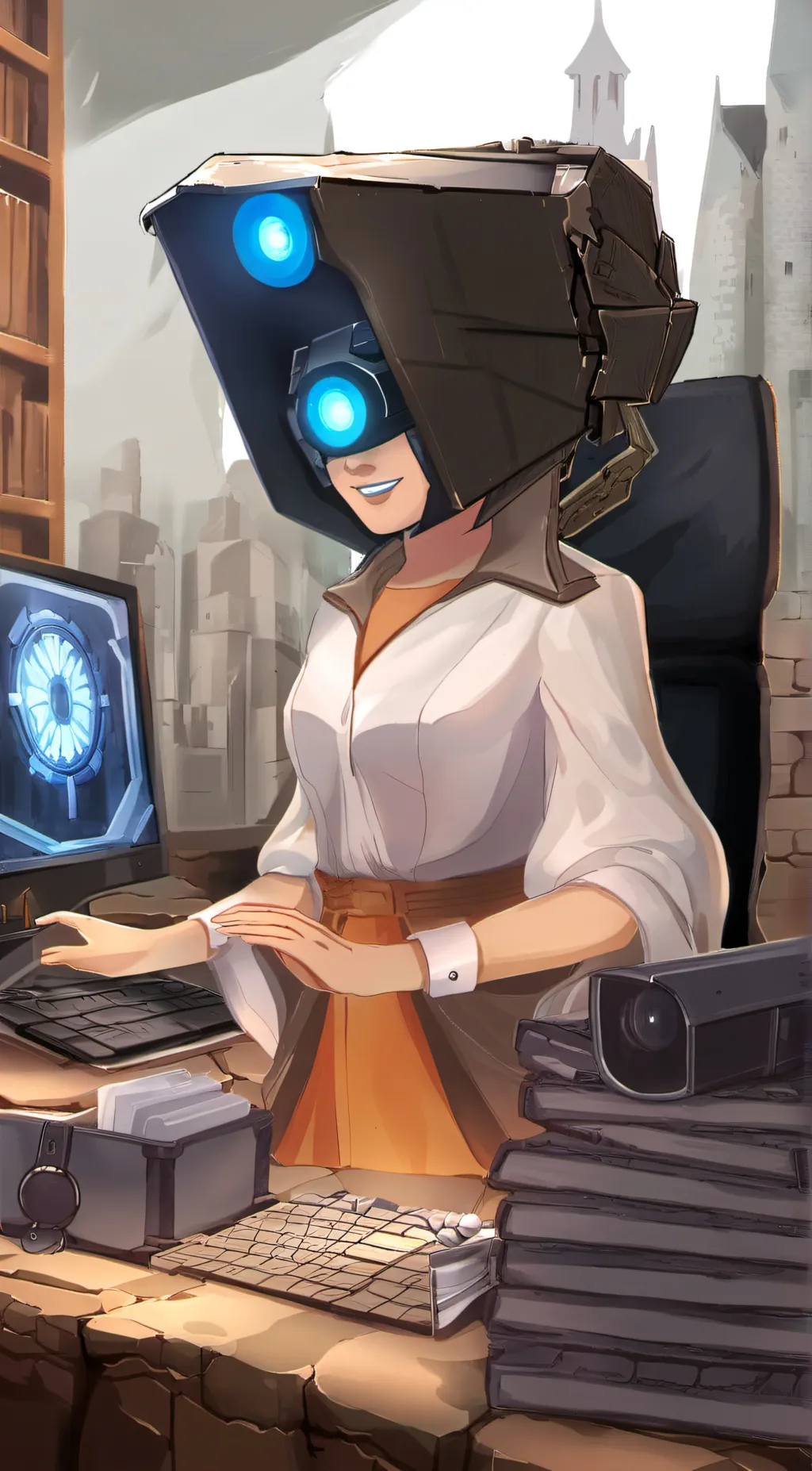 ai character: Computer woman background