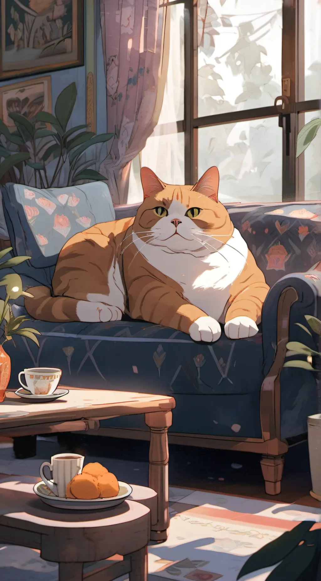 ai character: chubby cat background