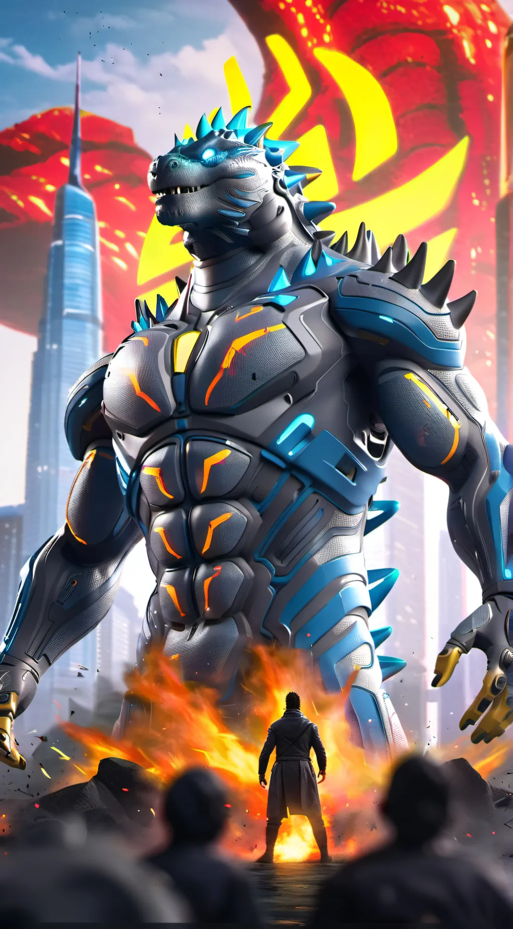 ai character: Godzilla background