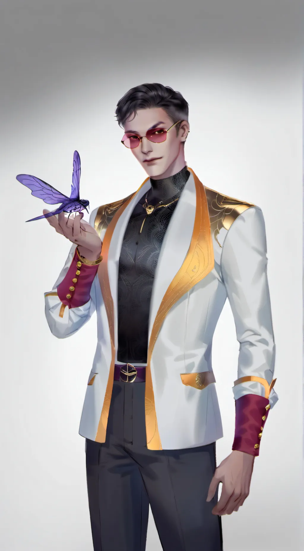 ai character: Monarch/hawk moth background