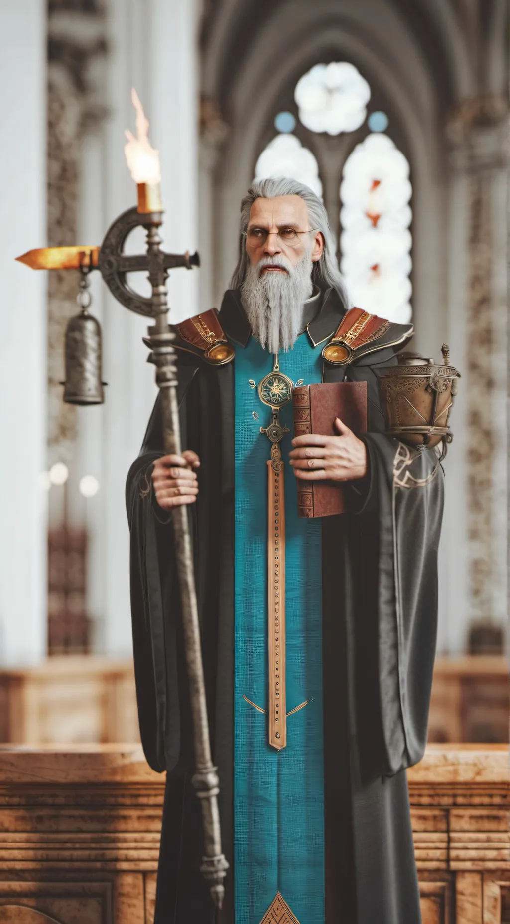 ai character: Bishop Aureus  background