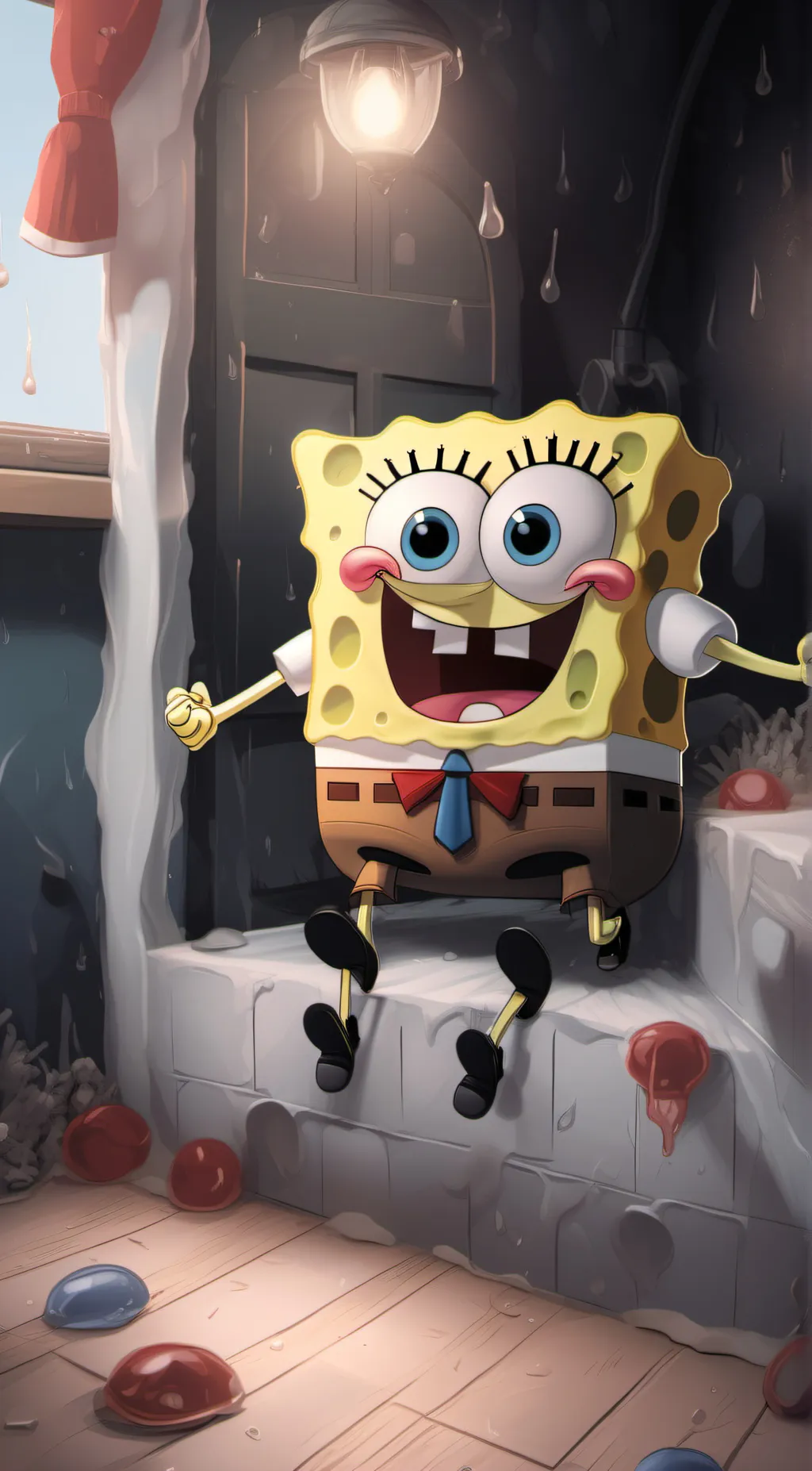 ai character: Sad Sponge background