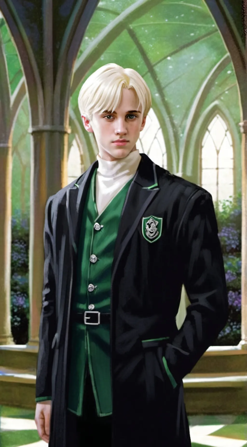 ai character: Draco Malfoy💚🐍 background