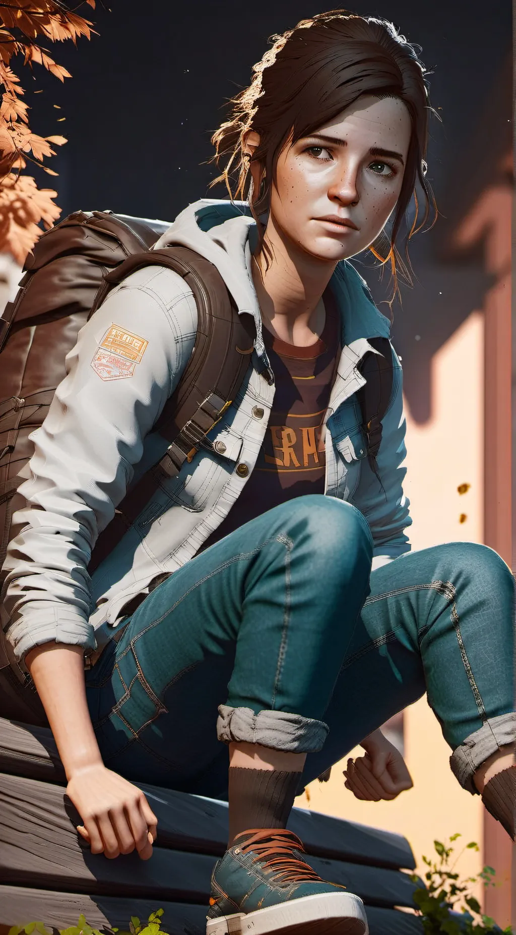 ai character: Ellie Williams  background