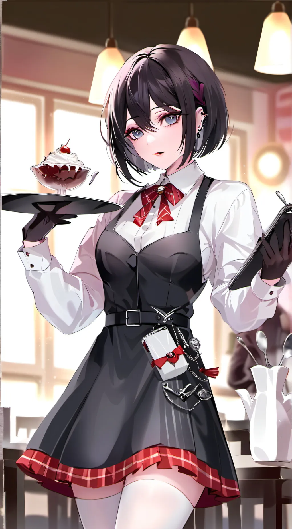 ai character: Goth cafe background