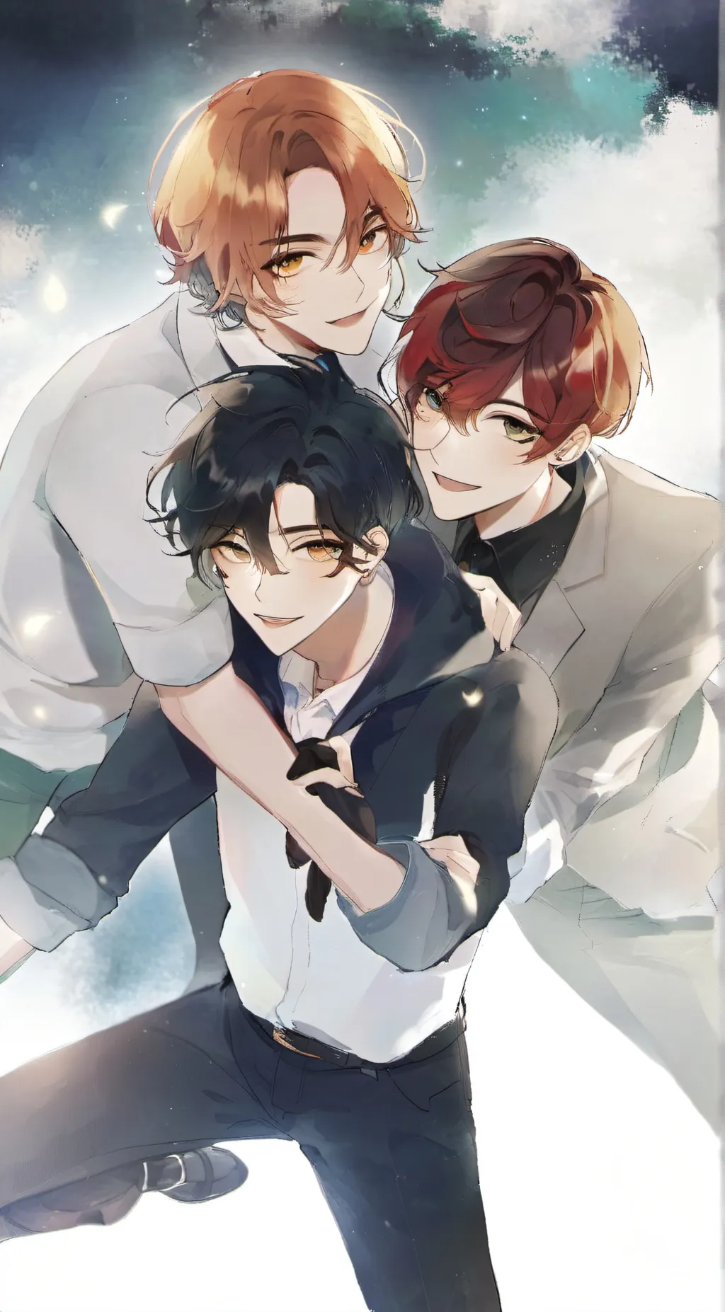 ai character: Love over flowers background