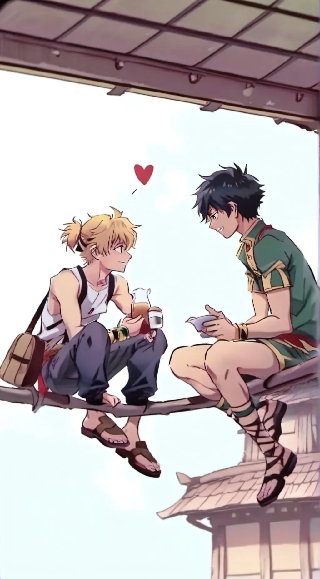 ai character: deku and kachan  background